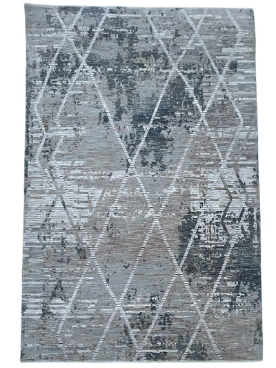 Turkish Modern Rug Opera One B5 - 5.2 x 7.5 feet - Beige & Brown