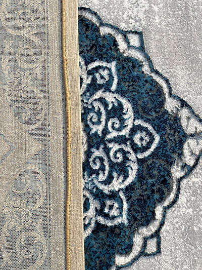 Turkish Modern Rug Opera One B14 - 4.9 x 7.2 feet - Ivory & Blue