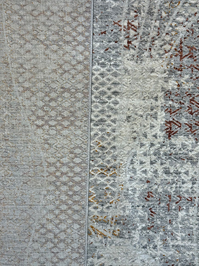 Turkish Modern Rug Opera One B32 - 5.2 x 7.2 feet - Ivory & Gray & Orange