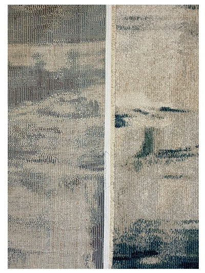 Turkish Modern Rug Opera Classic C 4 - 5.2 x 7.5 feet - Blue & Ivory
