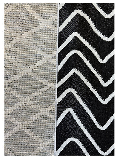 Turkish Modern Rug Opera Classic C 9 - 4.9 x 7.2 feet - Black & White
