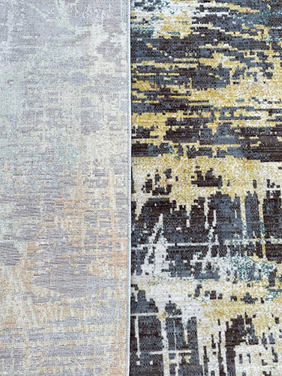 Turkish Modern Rug Opera One B1 - 5.1 x 7.4 feet - Dark Gray & Beige