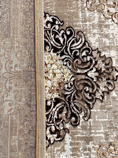 Turkish Modern Rug Opera One B19 - 5.2 x 7.2 feet - Brown & Beige