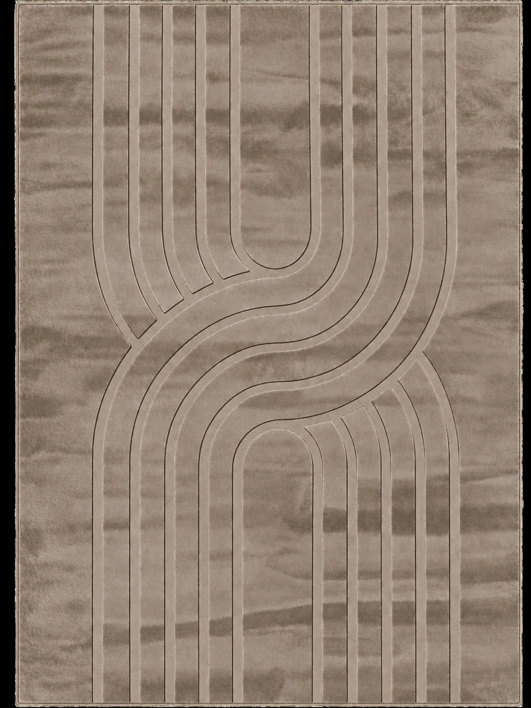 Mars Carving Fur Embossed Rug - Light Brown D3