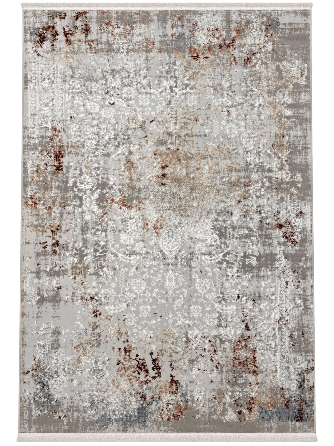Marvel Turkish Rug - Salmon & Silver Grey D11