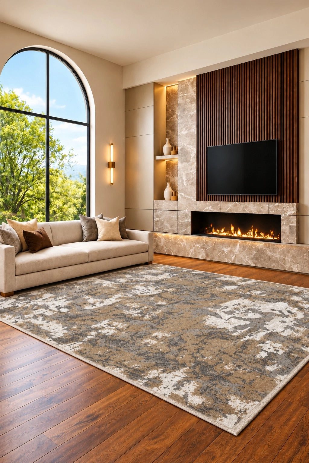 Marvel Turkish Rug - Beige & Dark Grey D15