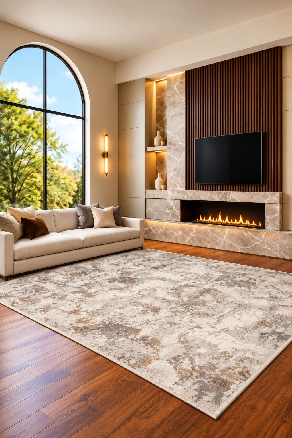 Marvel Turkish Rug - Beige & Grey D14