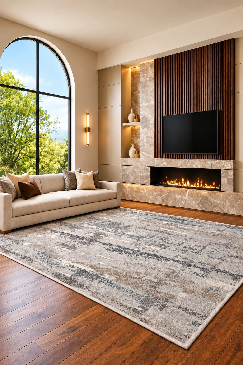 Marvel Turkish Rug - Blue & Grey D18