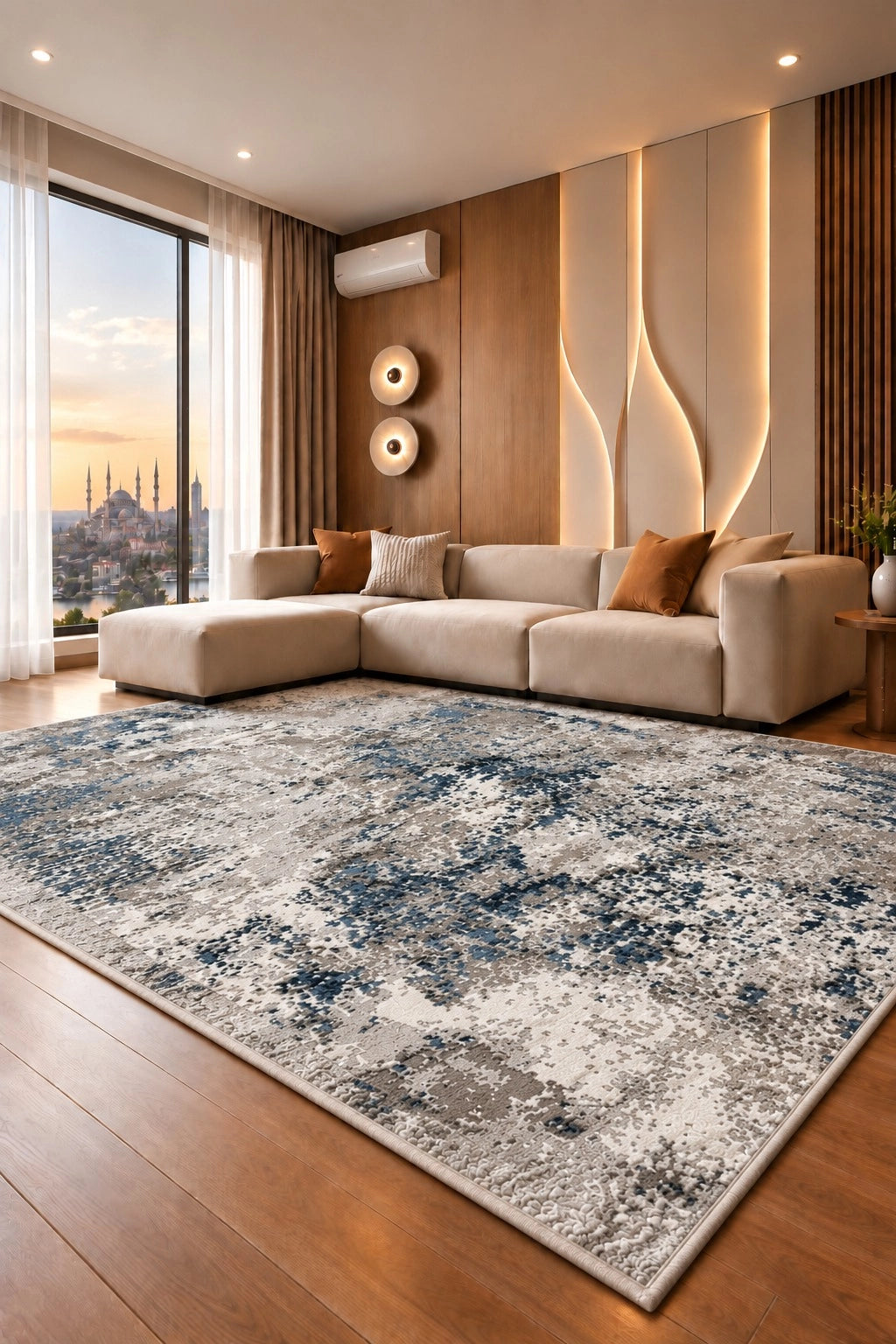 Marvel Turkish Rug - Navy & Grey D22