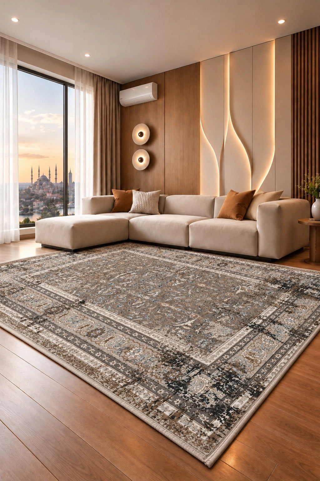 Marvel Turkish Rug - Blue & Grey D24