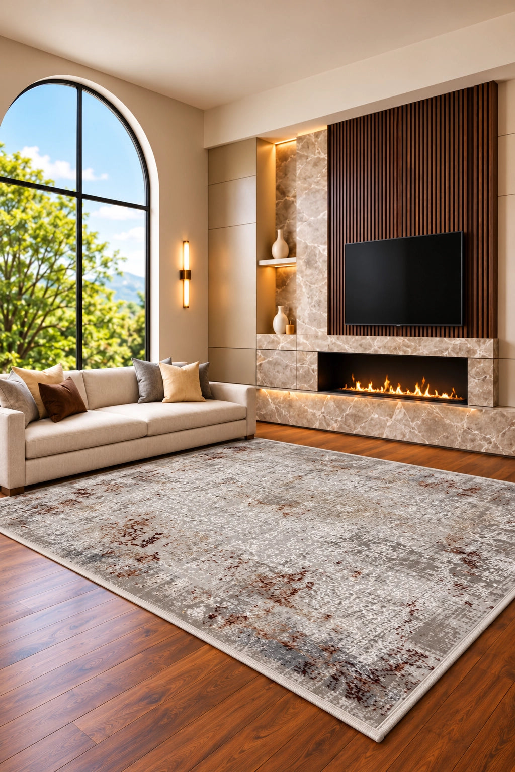 Marvel Turkish Rug - Salmon & Silver Grey D11