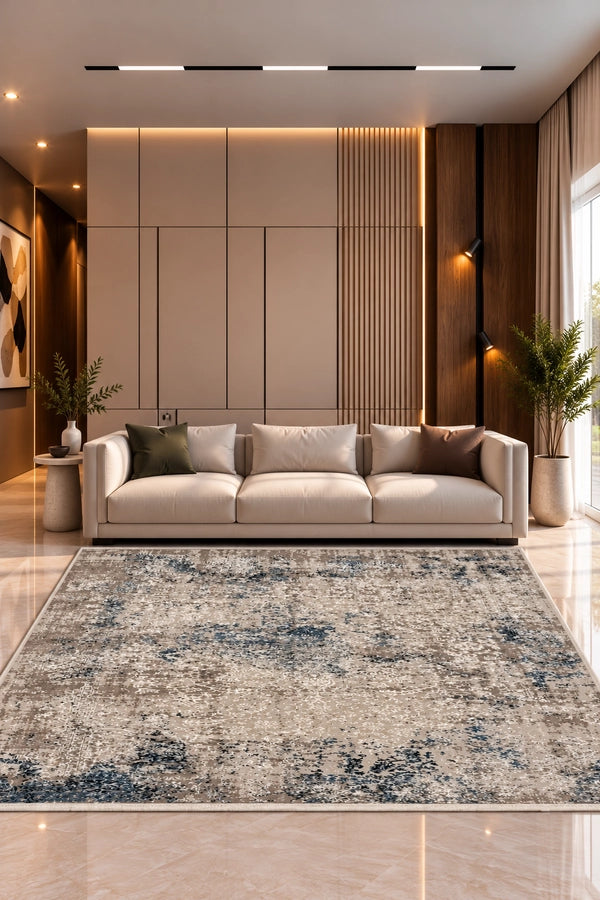 Marvel Turkish Rug - Blue & Grey D10