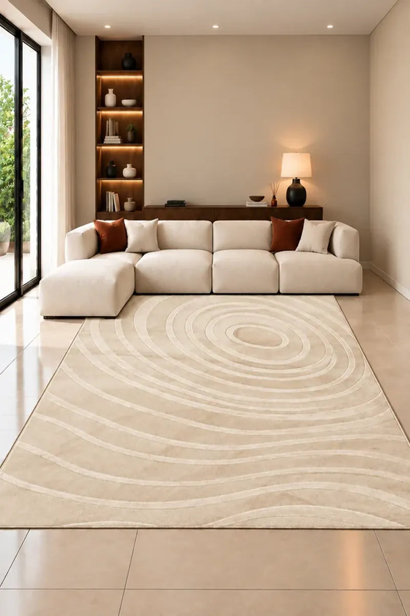 Mars Carving Fur Embossed Rug - Ivory D4