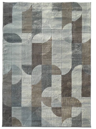 Turkish Modern Rug Opera One B13 - 5.2 x 7.5 feet - Ivory & Brown