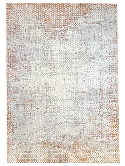 Turkish Modern Rug Opera One B32 - 5.2 x 7.2 feet - Ivory & Gray & Orange