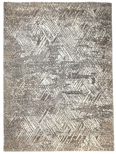Turkish Modern Rug Opera One B26 - 5.2 x 7.2 feet - Silver Gray & Ivory