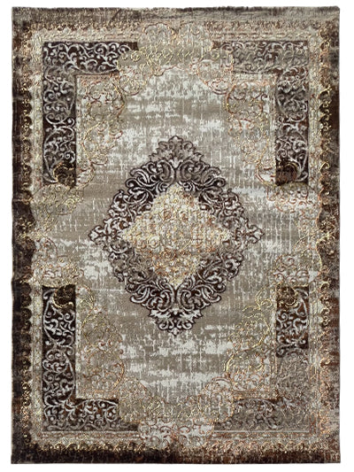 Turkish Modern Rug Opera One B19 - 5.2 x 7.2 feet - Brown & Beige
