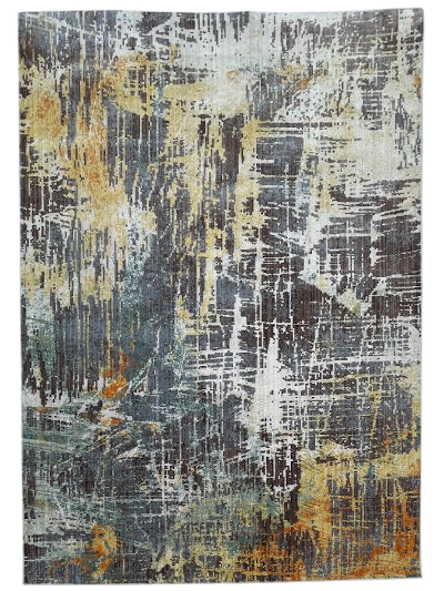 Turkish Modern Rug Opera One B1 - 5.1 x 7.4 feet - Dark Gray & Beige