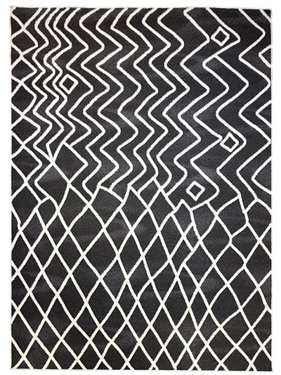 Turkish Modern Rug Opera Classic C 9 - 4.9 x 7.2 feet - Black & White
