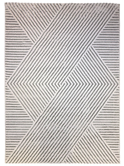 Turkish Modern Rug Opera Classic C 7 - 4.9 x 7.2 feet - Ivory & Dark Gray