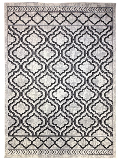 Turkish Modern Rug Opera Classic C 6 - 4.9 x 7.2 feet - Black & Ivory
