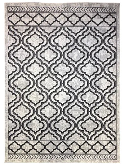 Turkish Modern Rug Opera Classic C 6 - 4.9 x 7.2 feet - Black & Ivory
