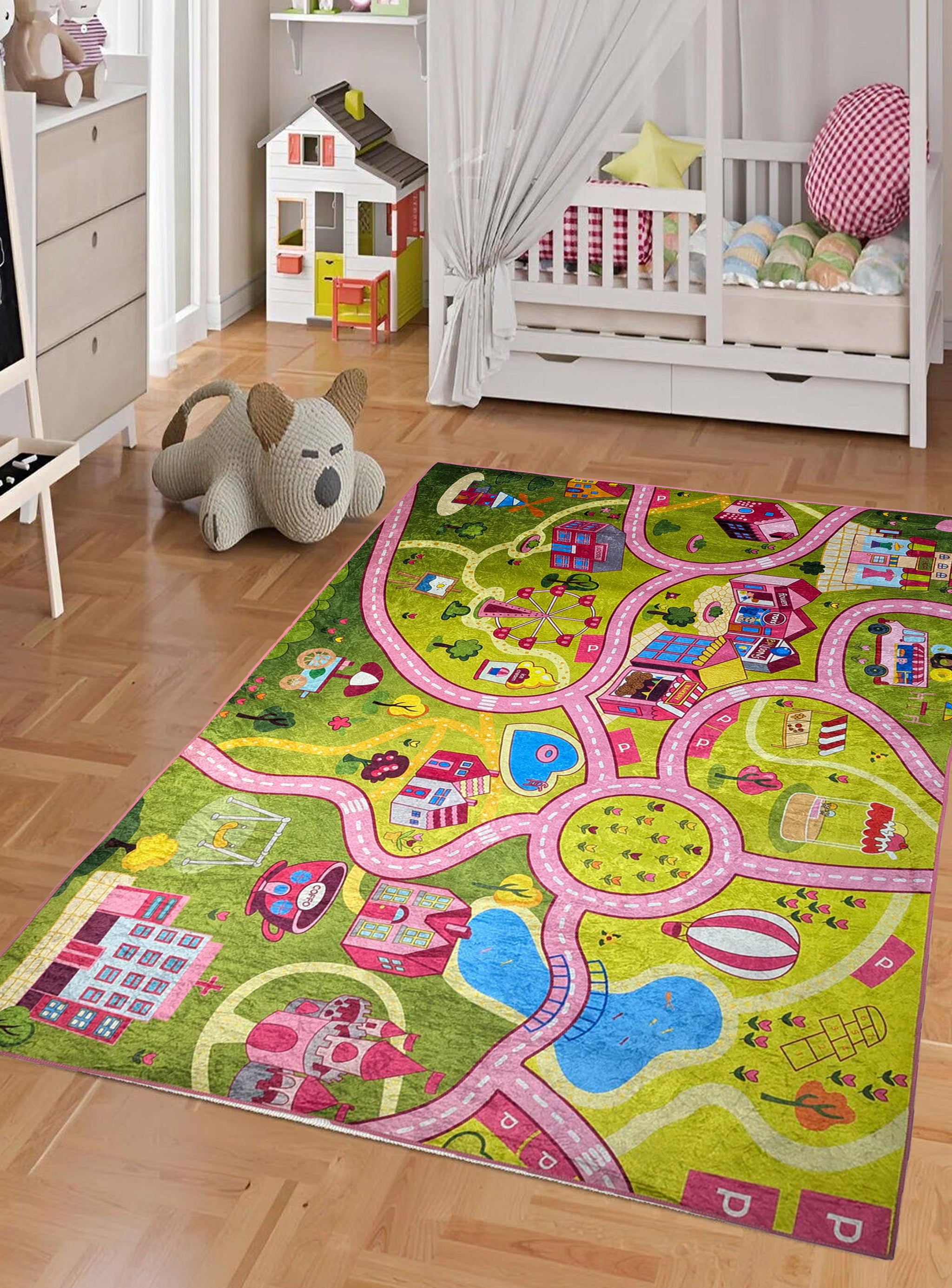 Wonderland Pink Farmhouse Rug D12