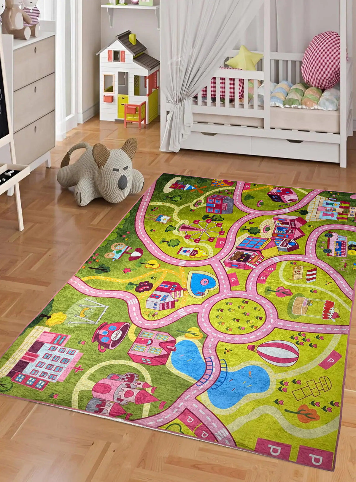 Wonderland Pink Farmhouse Rug D12