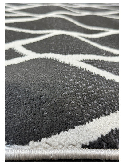 Turkish Modern Rug Opera Classic C 9 - 4.9 x 7.2 feet - Black & White