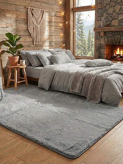 Mars Carving Fur Rug - Grey