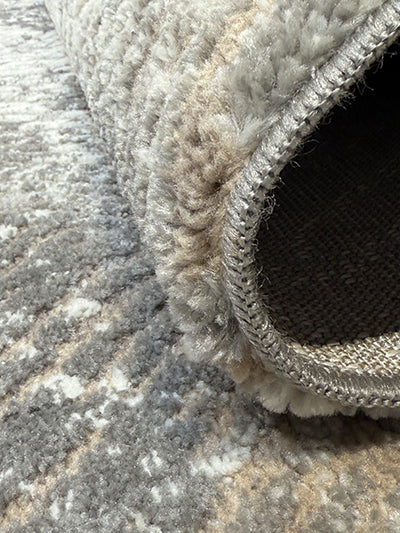 Turkish Modern Rug Opera One B26 - 5.2 x 7.2 feet - Silver Gray & Ivory