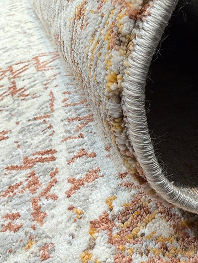 Turkish Modern Rug Opera One B32 - 5.2 x 7.2 feet - Ivory & Gray & Orange