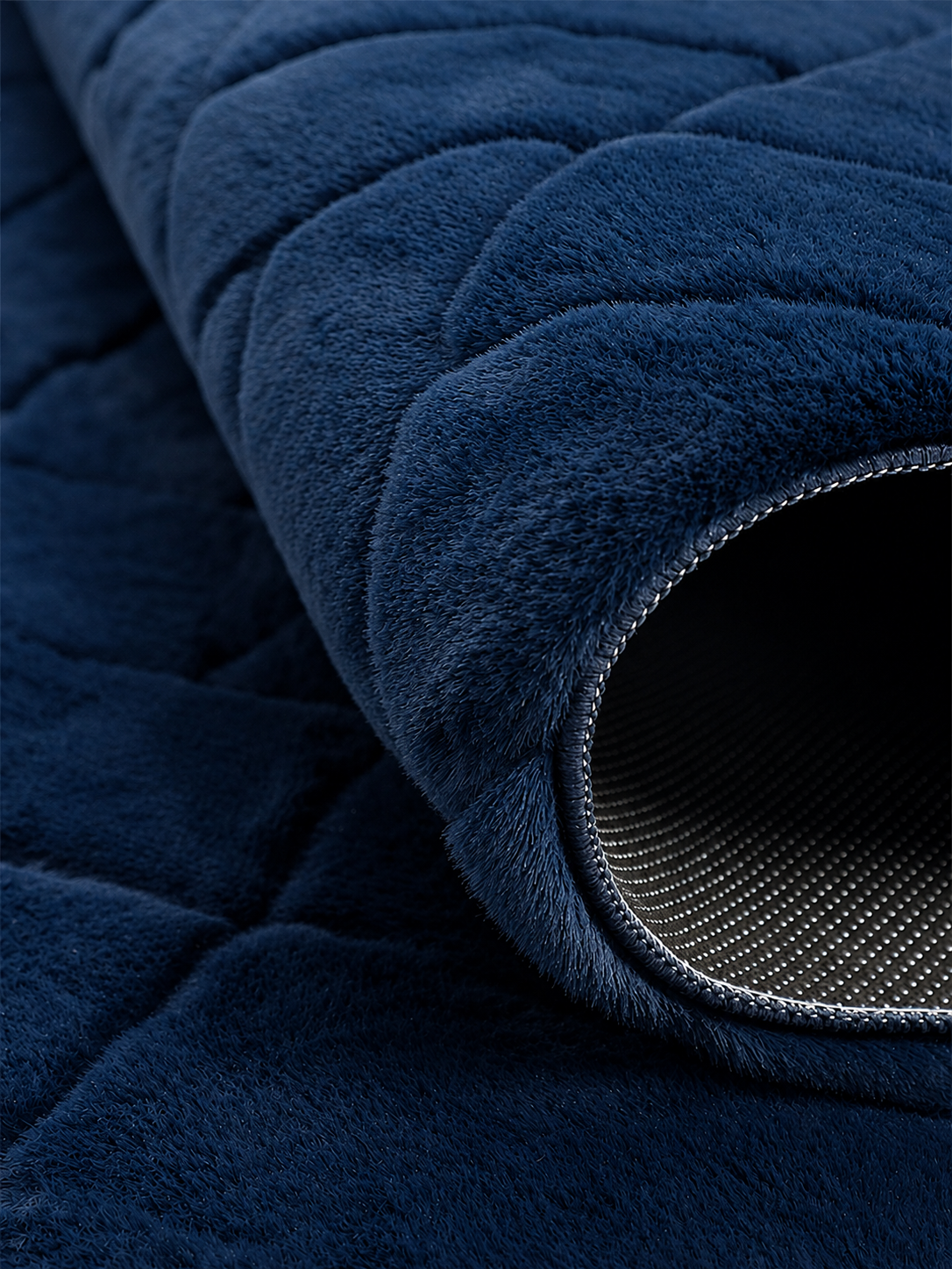 Mars Carving Check Mat - Navy Blue