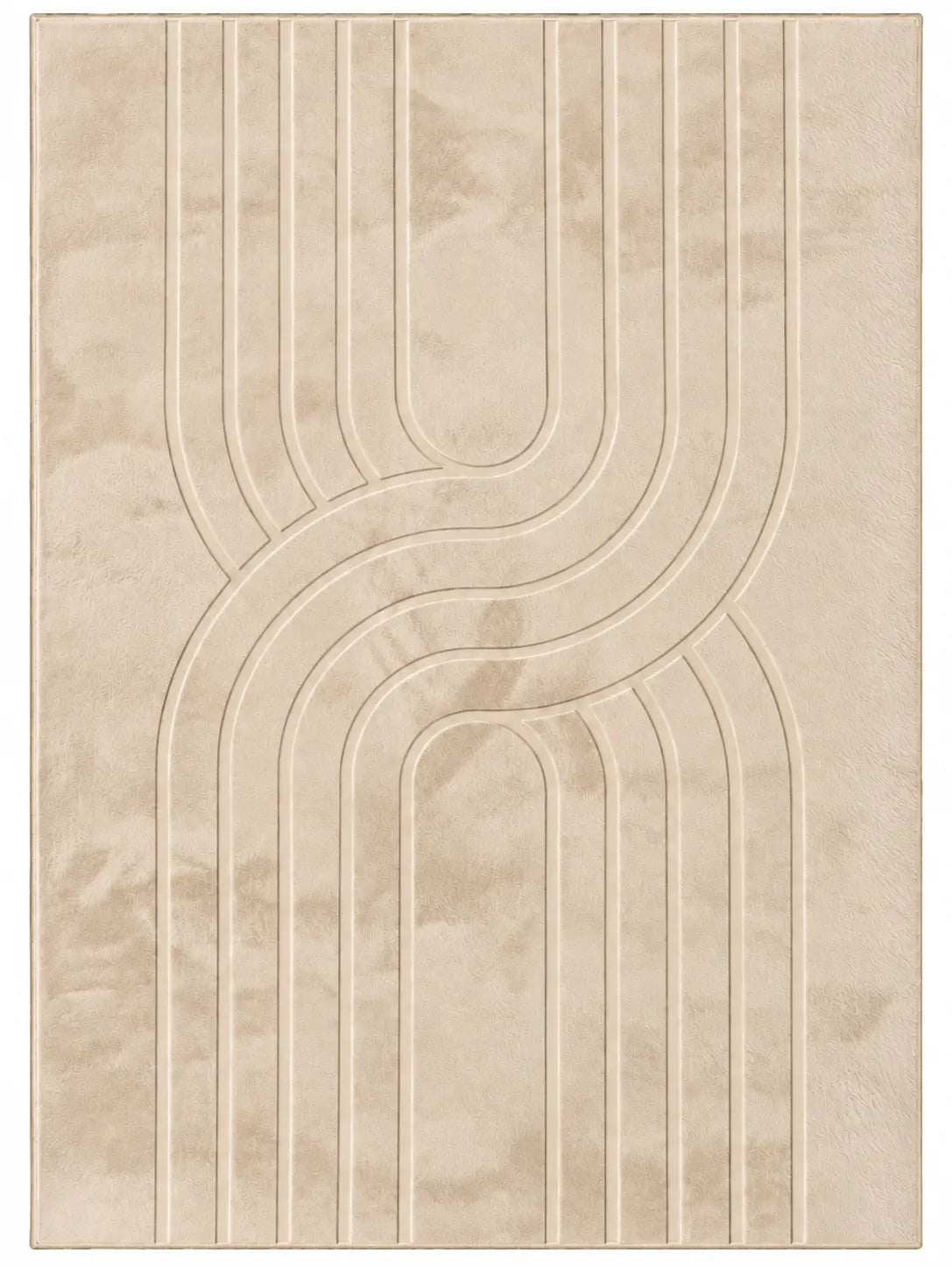 Mars Carving Fur Embossed Rug - Beige D3
