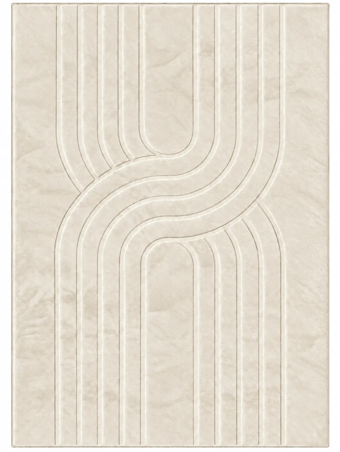 Mars Carving Fur Embossed Rug - Ivory D3