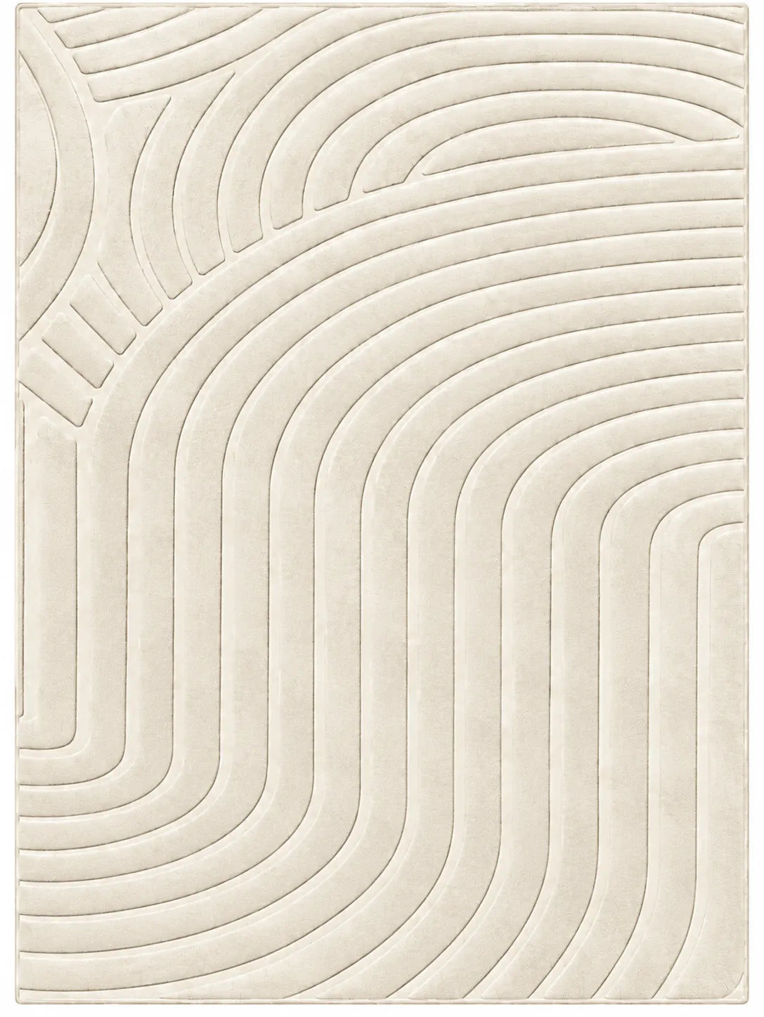 Mars Carving Fur Embossed Rug - Ivory D1