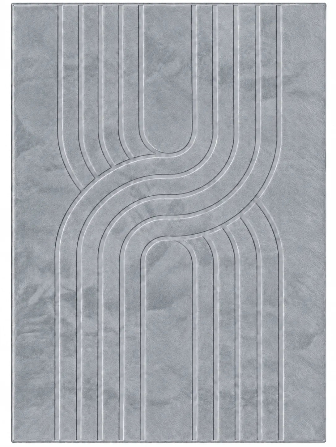 Mars Carving Fur Embossed Rug - Silver Grey D3