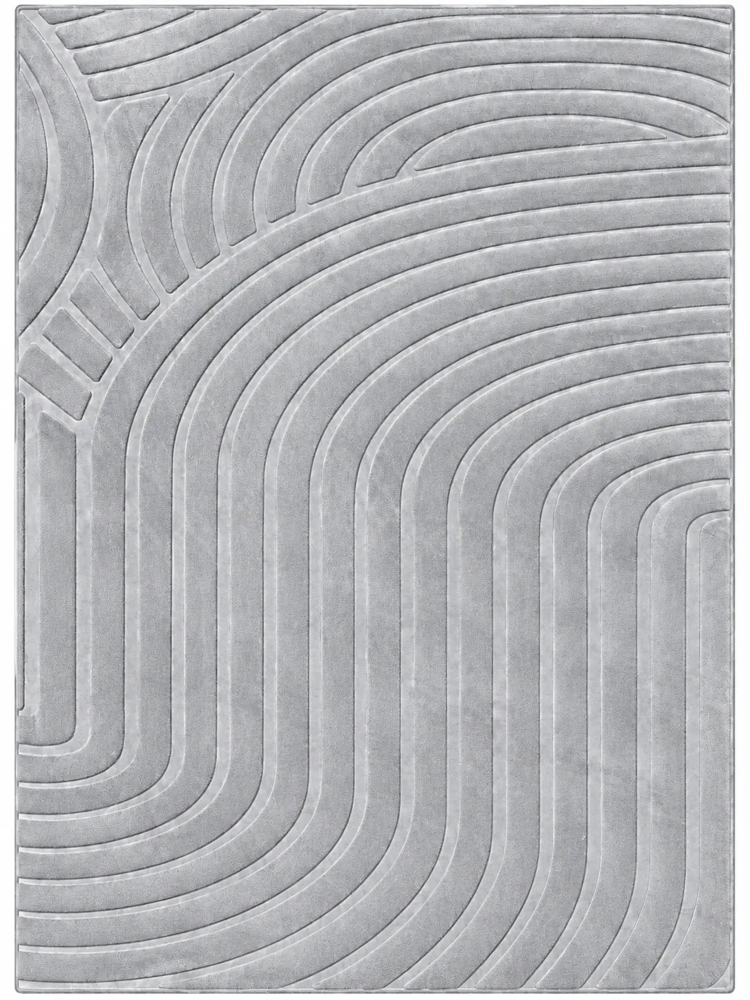 Mars Carving Fur Embossed Rug - Silver Grey D1