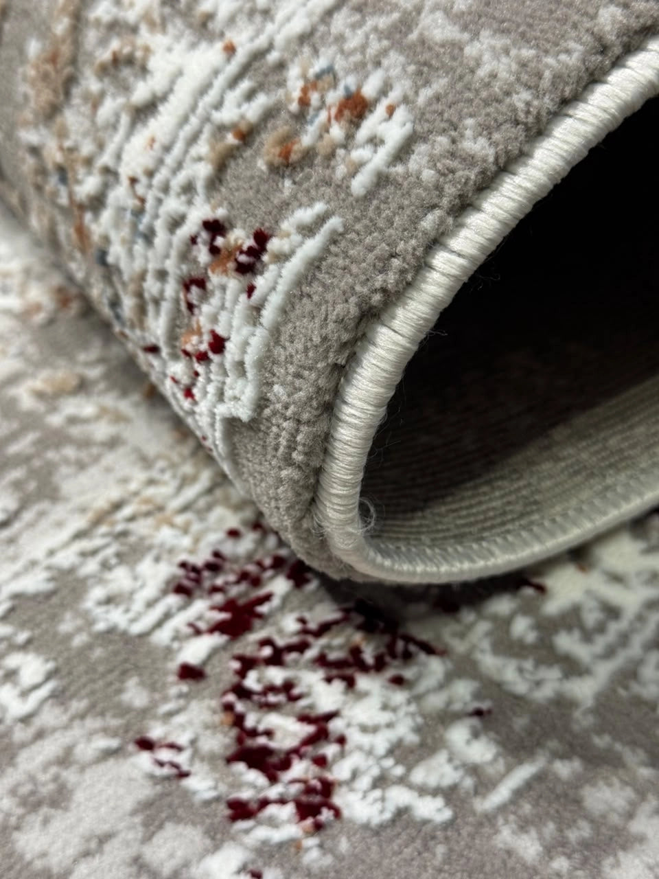 Marvel Turkish Rug - Salmon & Silver Grey D11