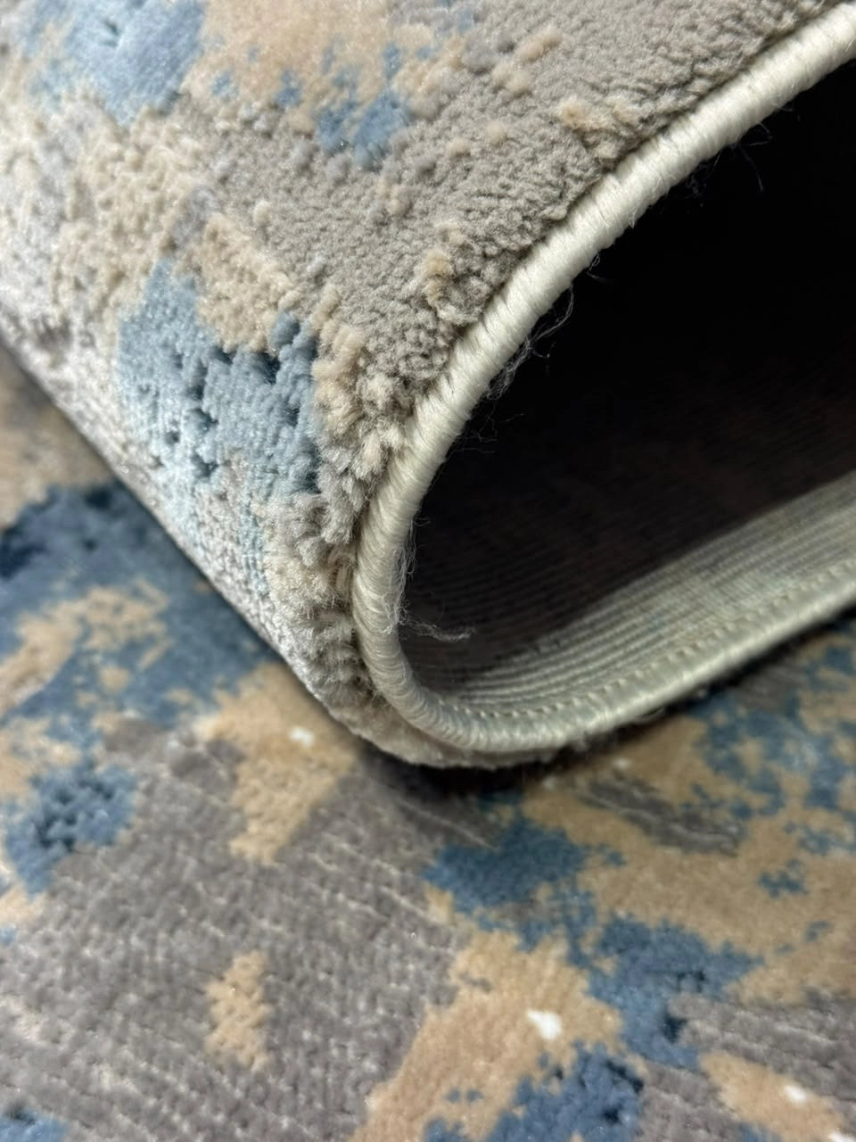 Marvel Turkish Rug - Blue & Dark Grey D16