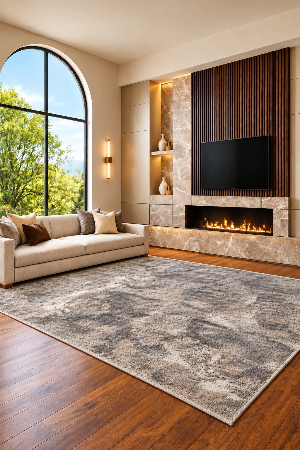 Marvel Turkish Rug - Grey & Dark Grey D17