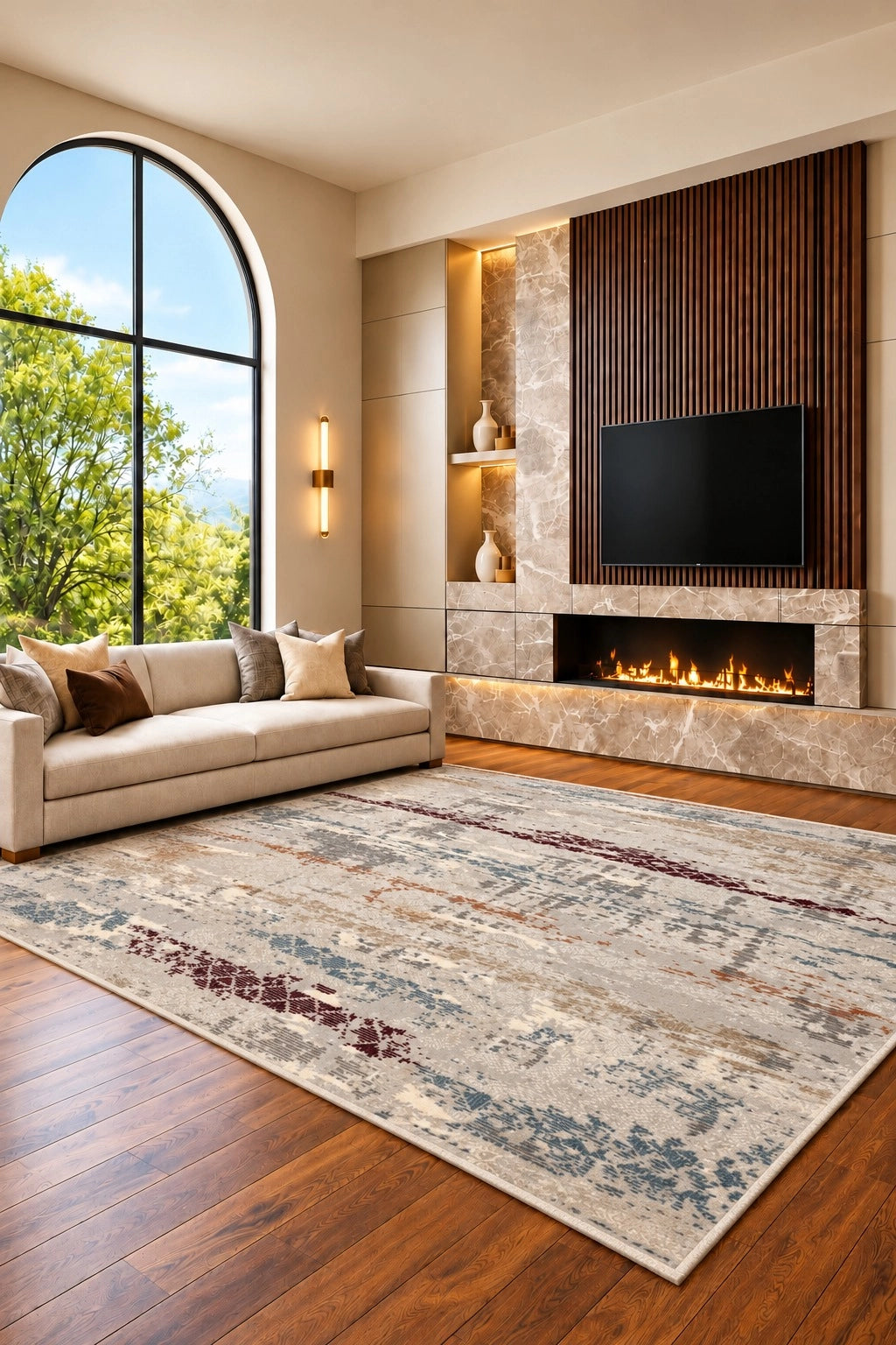 Marvel Turkish Rug - Multi & Grey D19