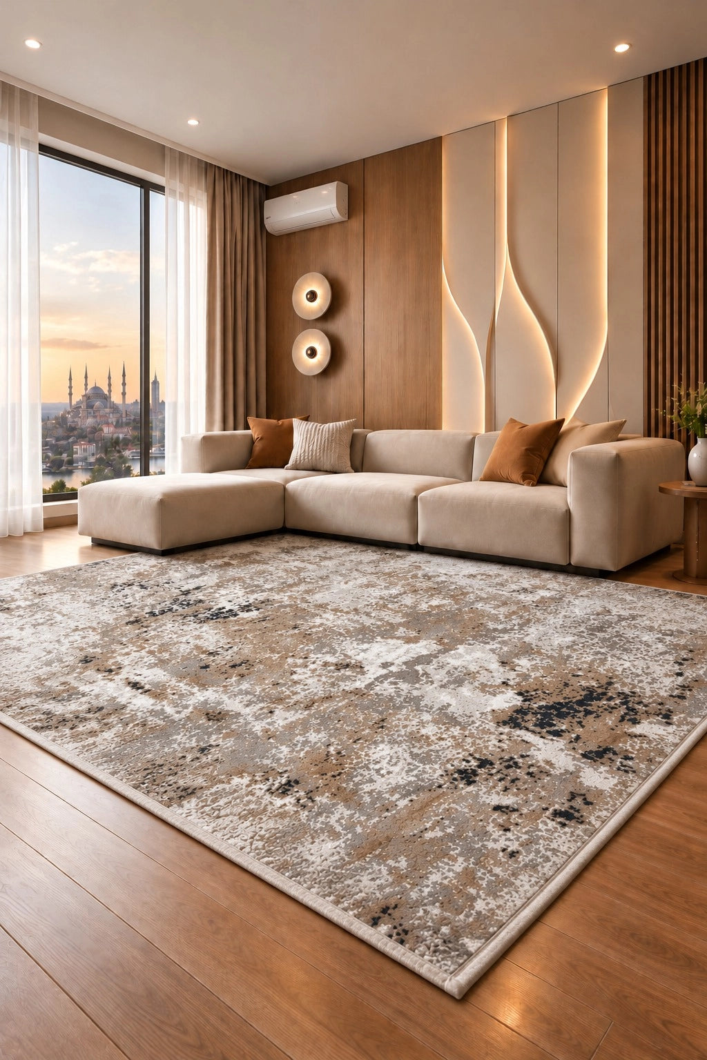 Marvel Turkish Rug - Beige & Grey D23