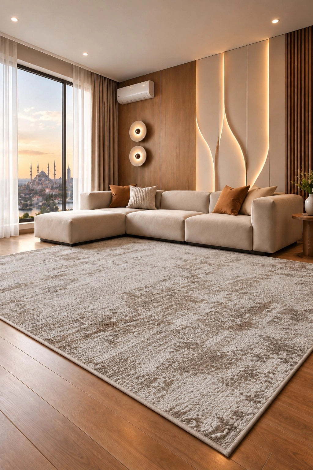 Marvel Turkish Rug - Beige & Grey D26