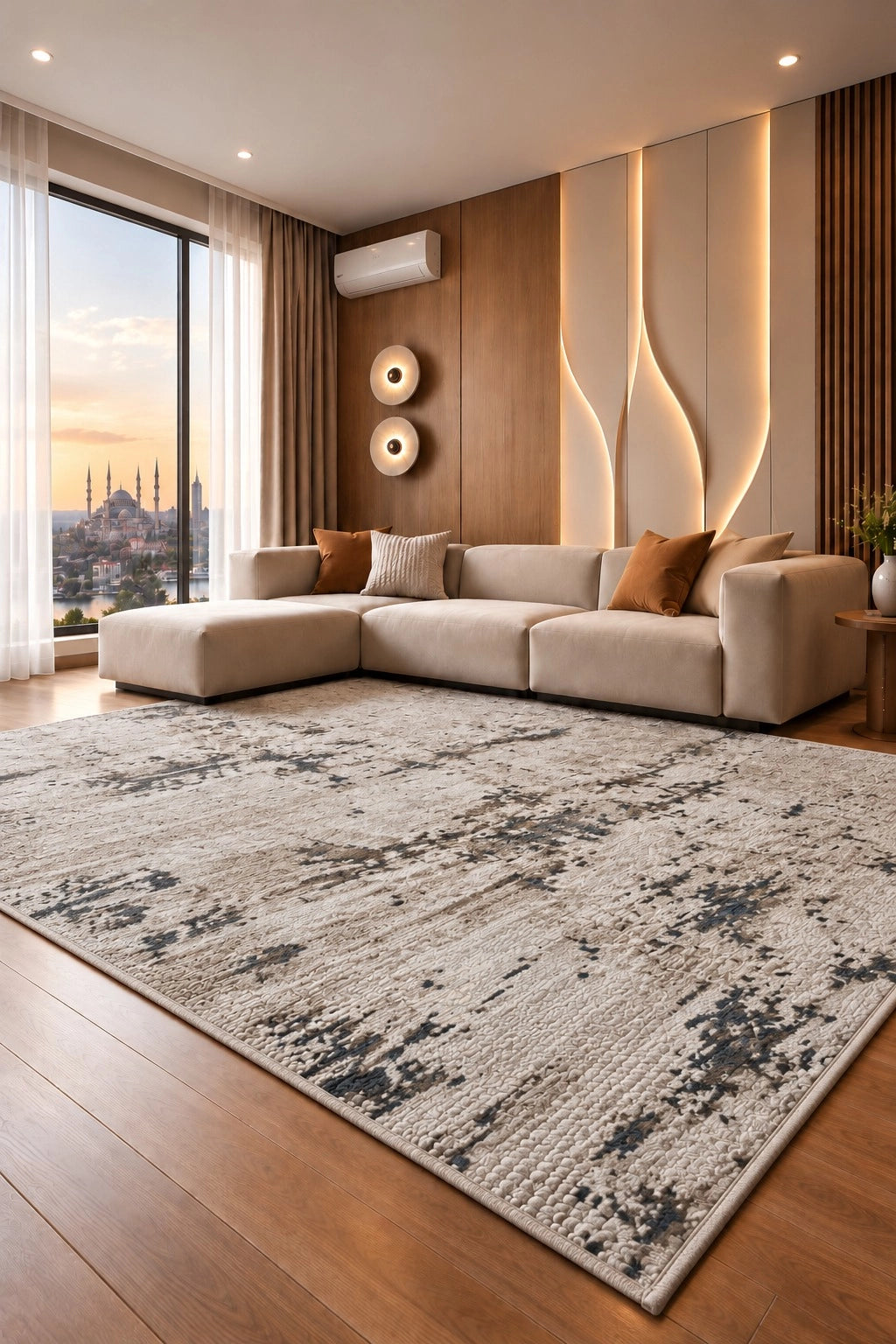 Marvel Turkish Rug - Blue & Dark Grey D27