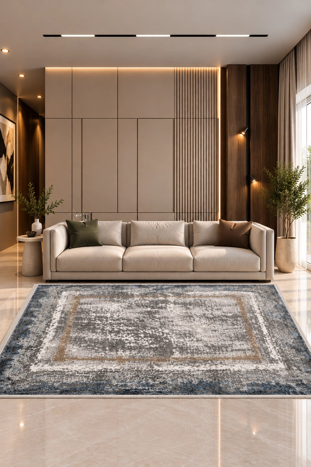 Marvel Turkish Rug - Navy & Grey D2