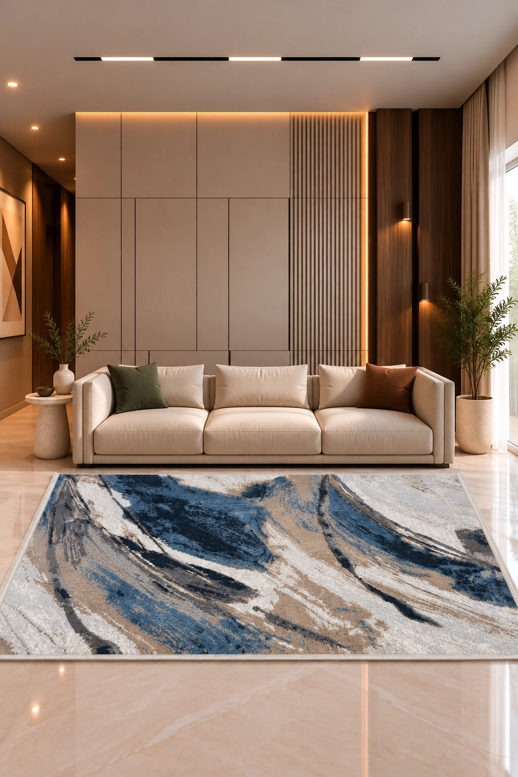 Marvel Turkish Rug - Blue & Grey D7