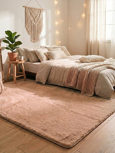 Mars Carving Fur Rug - Peach Pink
